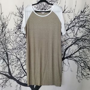 LuLaRoe Julia Dress White & Grey Raglan Solid 2XL